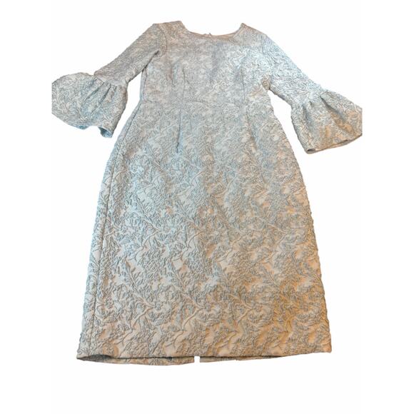 Betsy & Adam Ice Blue and Silver Jacquard Midi Dress - Size 14W - Picture 2 of 16